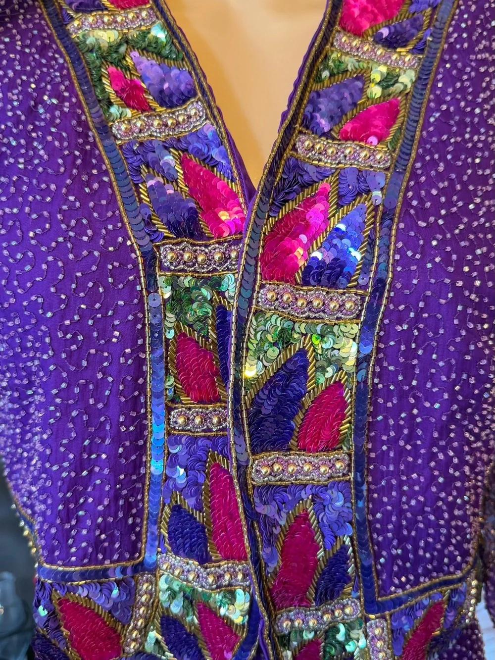 Essence by mail 100% silk hand beaded two piece dress set size 6